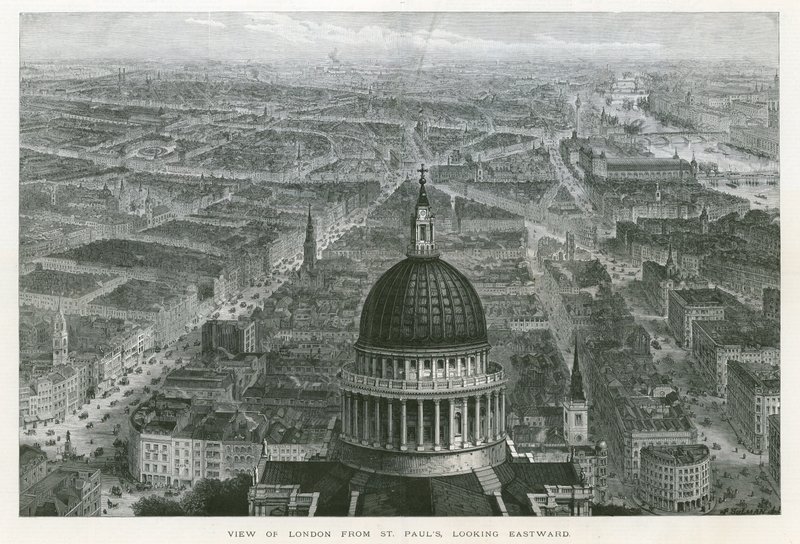 Ansicht von London von der St. Pauls Kathedrale, Blick nach Osten von English School