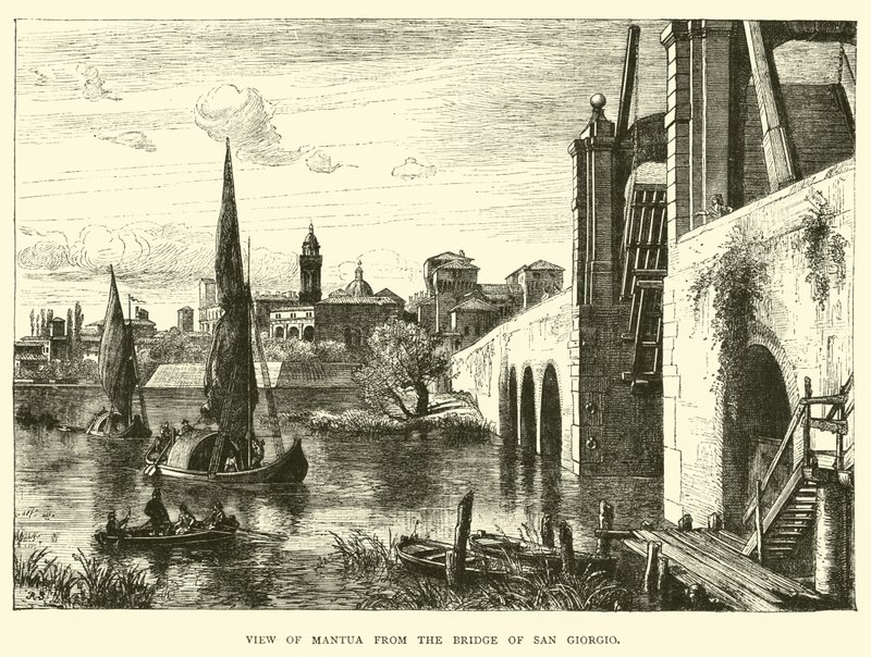 Blick auf Mantua von der Brücke San Giorgio von English School