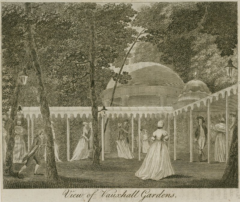 Ansicht der Vauxhall-Gärten, London von English School