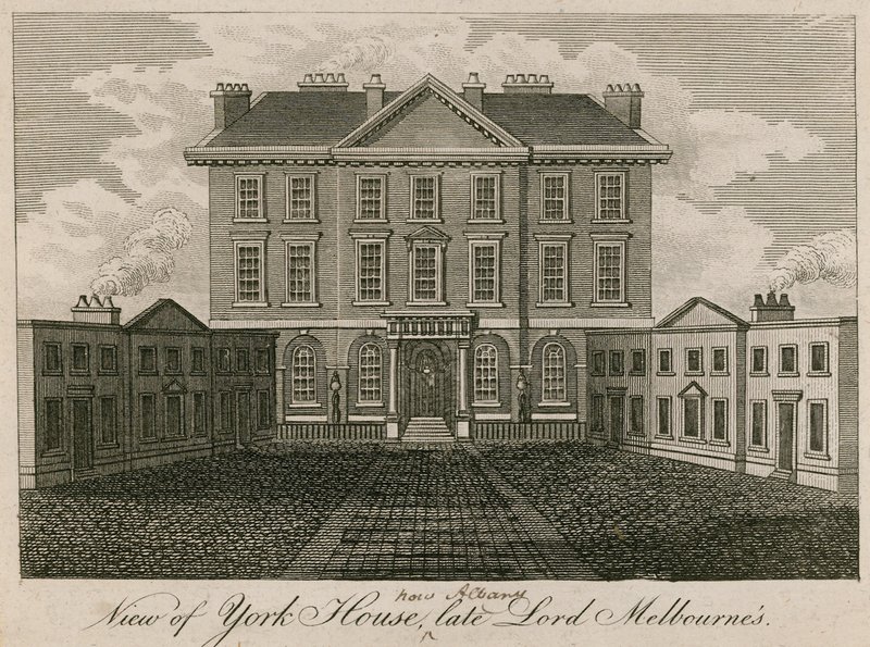 Ansicht von York House (später The Albany), Haus des verstorbenen Lord Melbourne von English School