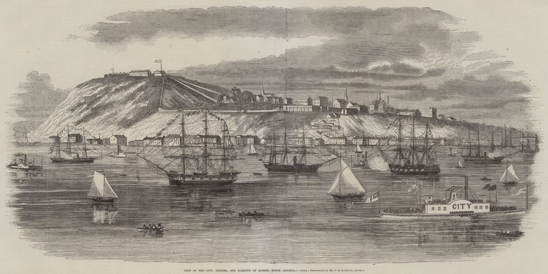Ansicht der Stadt, Zitadelle und Hafen von Quebec, Nordamerika (Gravur) von English School