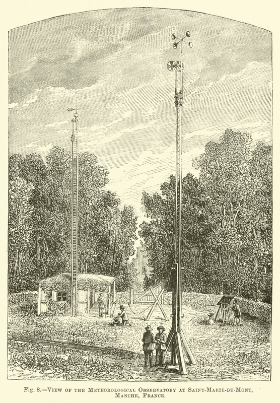 Ansicht des meteorologischen Observatoriums in Saint-Marie-du-Mont, Manche, Frankreich von English School