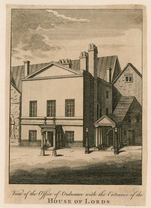 Ansicht des Amtes für Artillerie mit dem Eingang zum House of Lords von English School