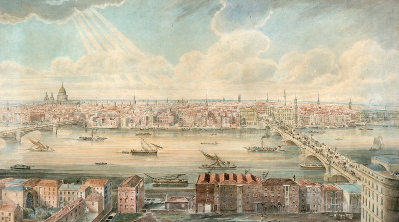 Ansicht der Themse von Süden des Flusses von English School