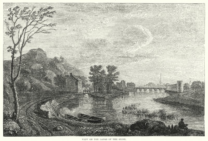 Ansicht am Ufer der Seine (Gravur) von English School