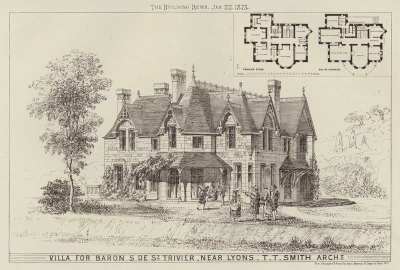 Villa für Baron S de St Trivier, in der Nähe von Lyon (Stich) von English School