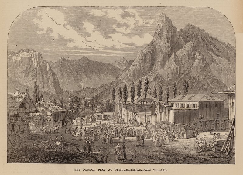 Dorf Oberammergau, Bayern, Veranstaltungsort eines jährlichen Passionsspiels von English School
