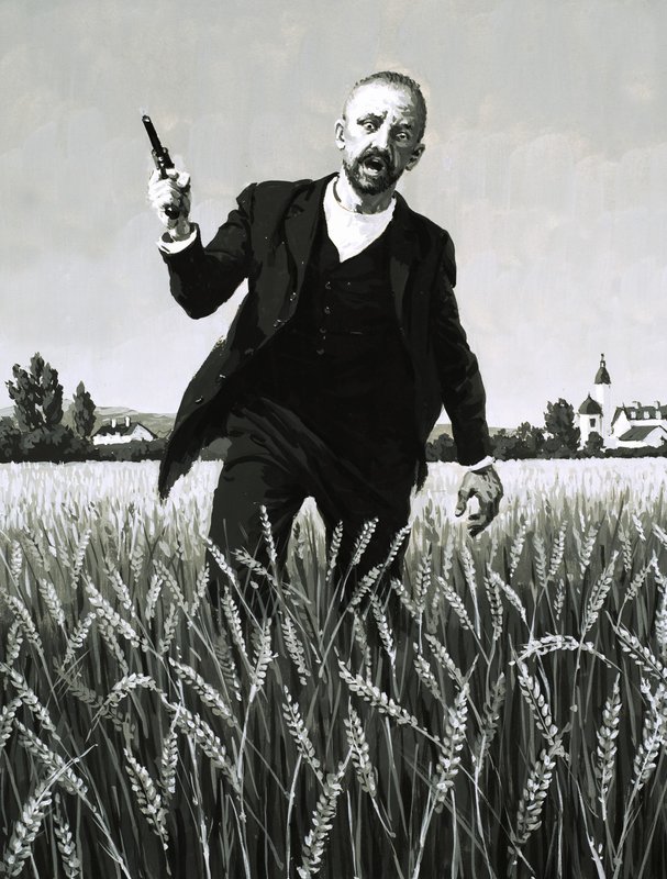 Vincent Van Gogh geht durch ein Weizenfeld in den Tod von English School