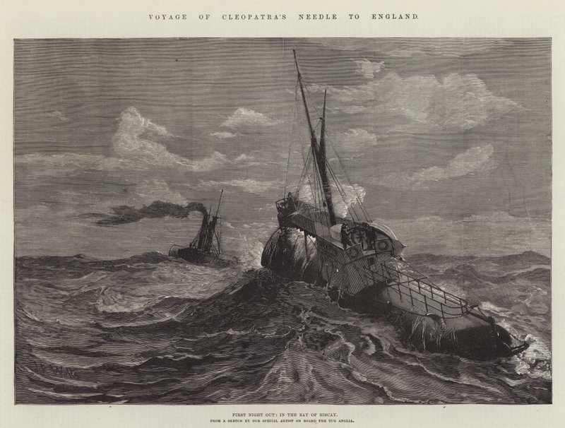 Reise der Nadel der Kleopatra nach England (Gravur) von English School