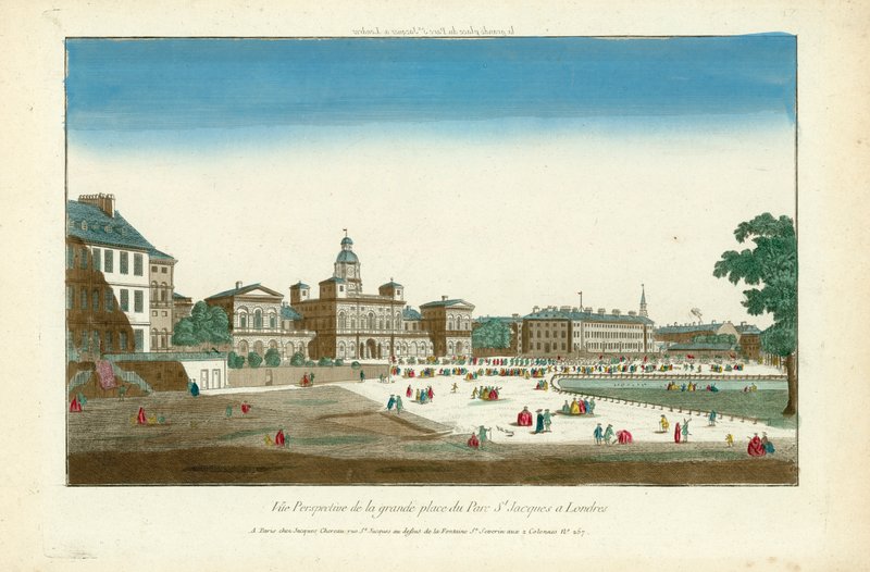 Vue perspective de la grande place du Parc St Jacques in London von English School