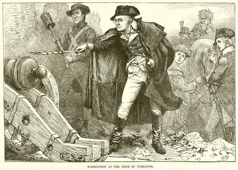 Washington bei der Belagerung von Yorktown von English School