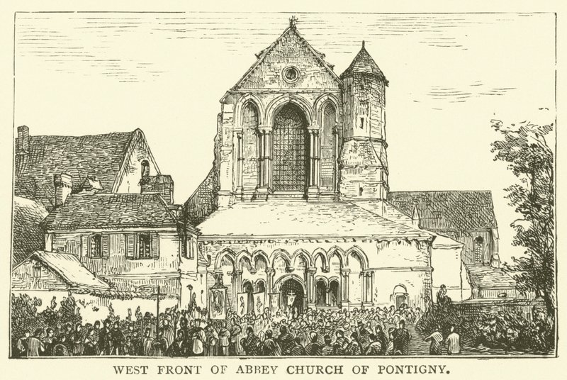 Westfassade der Abteikirche von Pontigny (Gravur) von English School