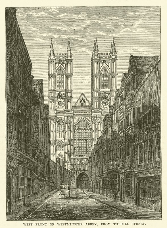 Westfassade der Westminster Abbey, von der Tothill Street von English School