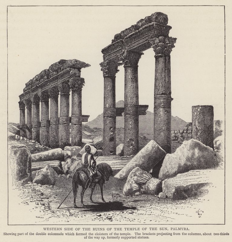 Westseite der Ruinen des Sonnentempels, Palmyra von English School