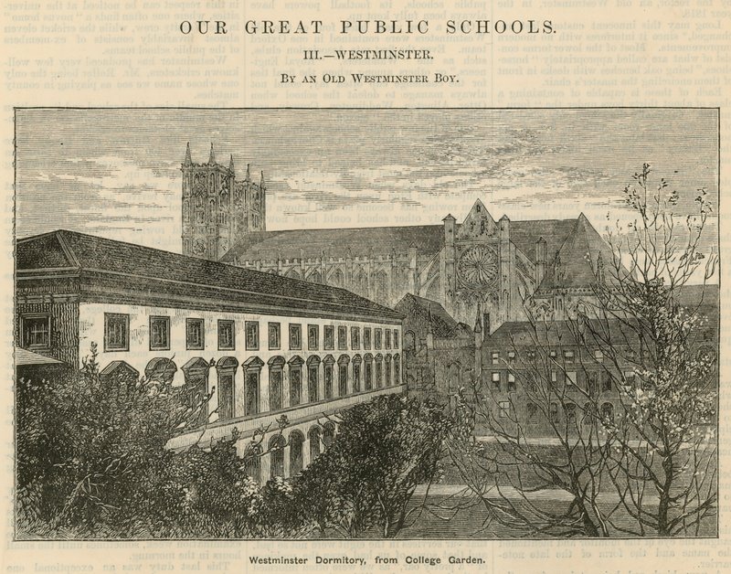 Westminster Schlafsaal, vom College Garden von English School