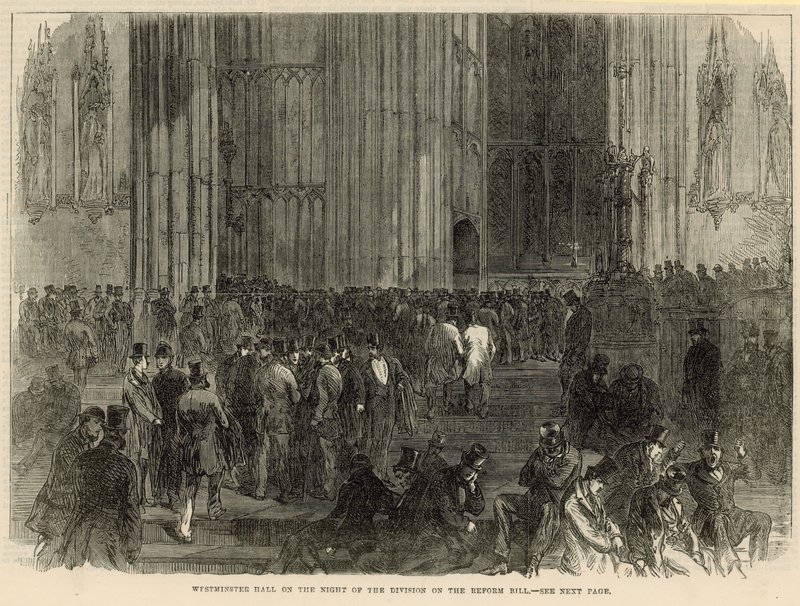 Westminster Hall in der Nacht der Abstimmung über das Reformgesetz von English School
