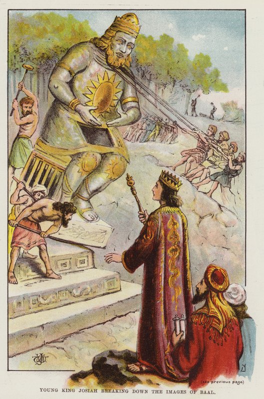 Der junge König Josia zerstört die Bilder von Baal von English School