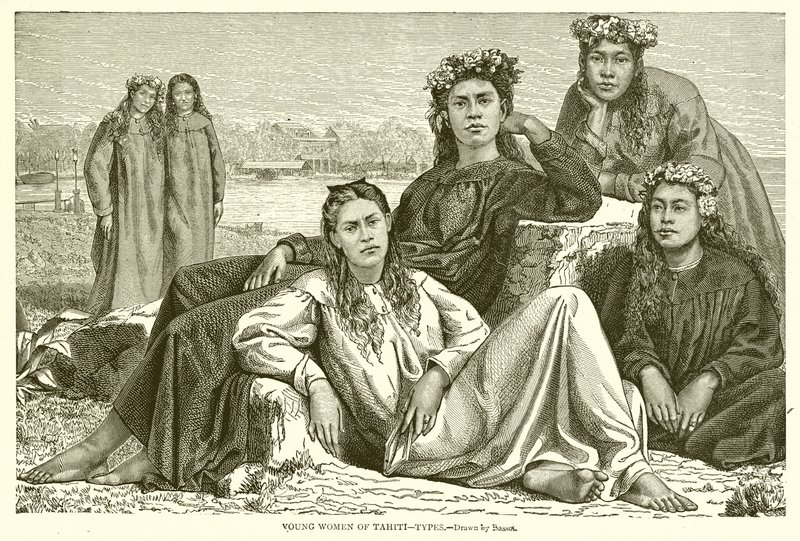 Junge Frauen von Tahiti--Typen von English School