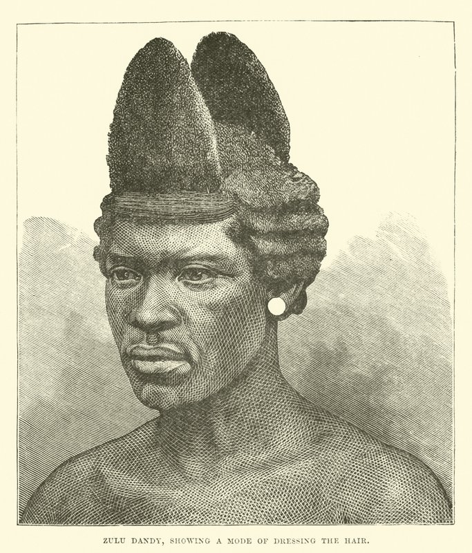 Zulu-Dandy, zeigt eine Art, das Haar zu frisieren von English School