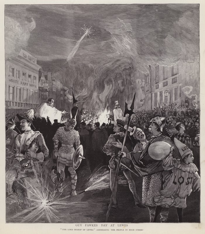 Guy-Fawkes-Tag Prozession in Lewes, Sussex, 5. November 1892 von Enoch Ward