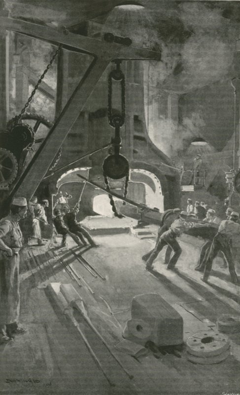 Der 40-Tonnen-Dampfhammer bei der Arbeit im Woolwich Arsenal von Enoch Ward