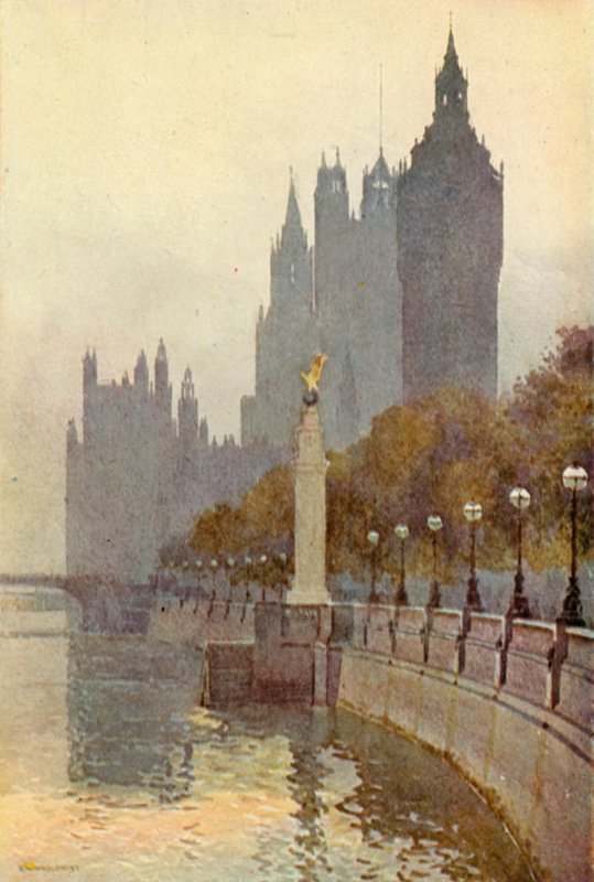 Houses of Parliament von der Uferpromenade von Ernest William Haslehust