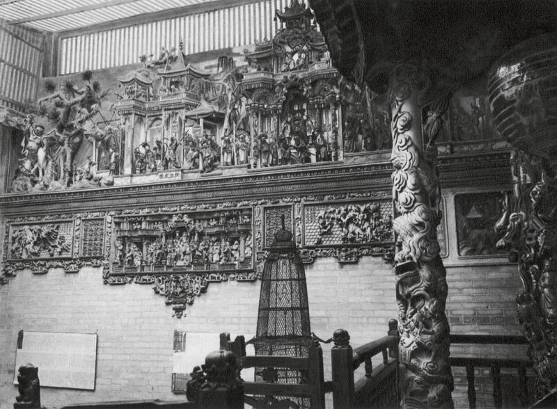 Kuangchou, Kuangtung, Kanton, Tempel des Medizin-Gottes, Reliefs im Hauptgericht von Ernst Boerschmann