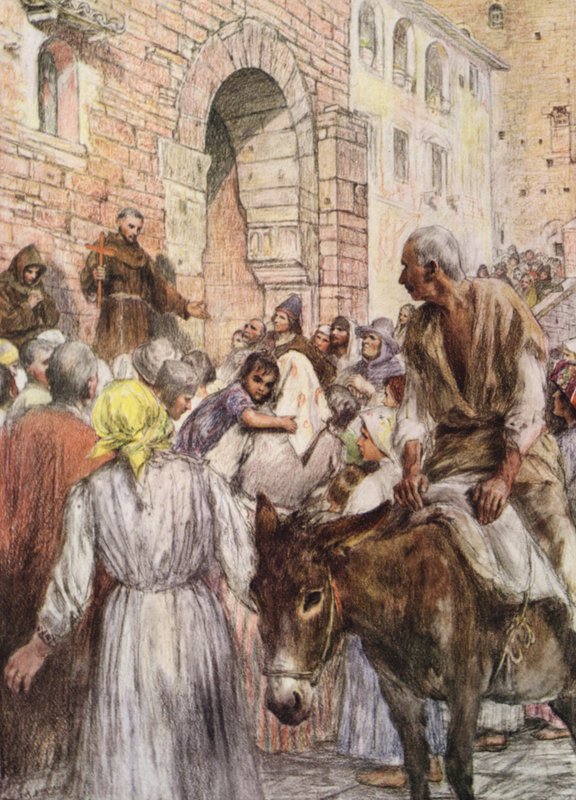 Der heilige Franziskus predigt in Bologna von Eugene (after) Burnand