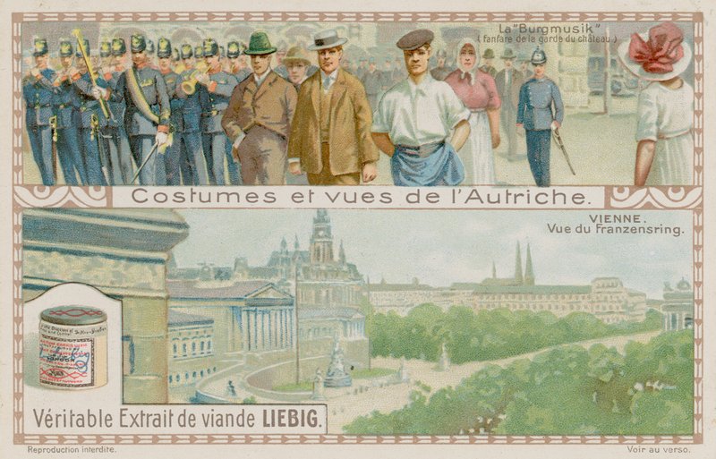 Eine Militärkapelle und Blick auf den Franzensring in Wien von European School