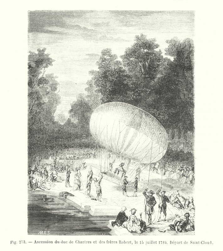 Aufstieg des Herzogs von Chartres und der Brüder Robert am 15. Juli 1784, Abfahrt von Saint-Cloud von European School