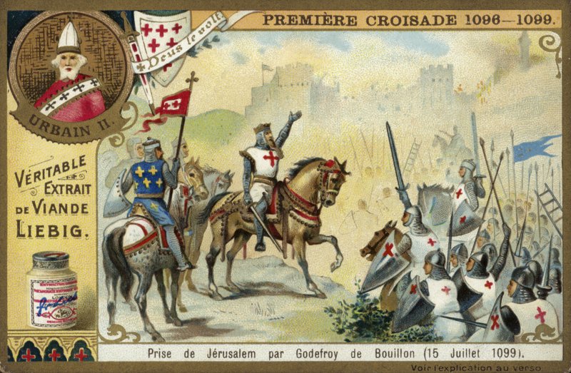 Eroberung Jerusalems durch Gottfried von Bouillon, Erster Kreuzzug, 15. Juli 1099 von European School