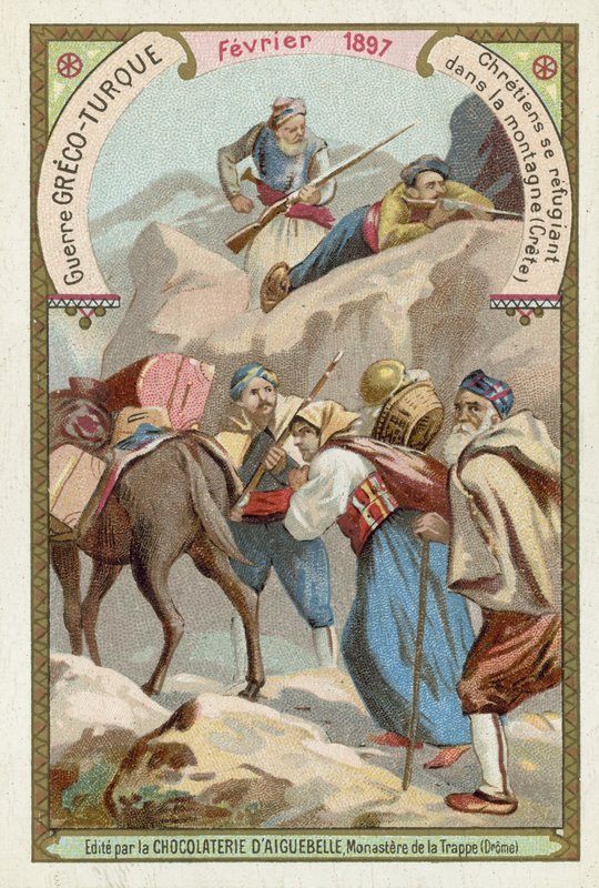 Christen suchen Zuflucht in den Bergen von Kreta, Griechisch-Türkischer Krieg, Februar 1897 von European School