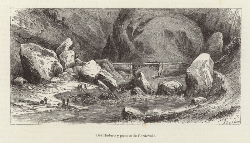 Cordevole-Schlucht und Brücke von European School