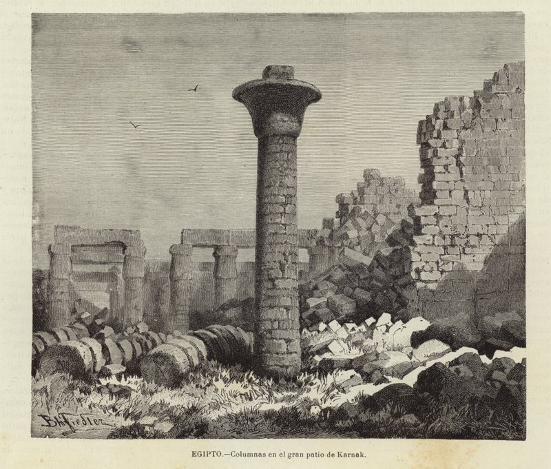 Ägypten - Säulen im großen Hof von Karnak von European School