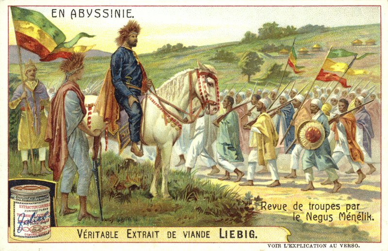 Kaiser Menelik II. von Äthiopien inspiziert Truppen von European School