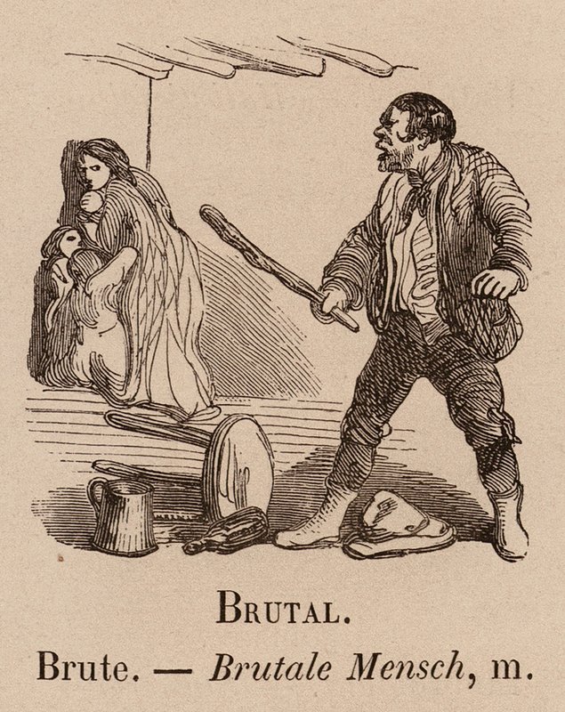 Das illustrierte Vokabular: Brutal; Brute; Brutaler Mensch (Gravur) von European School