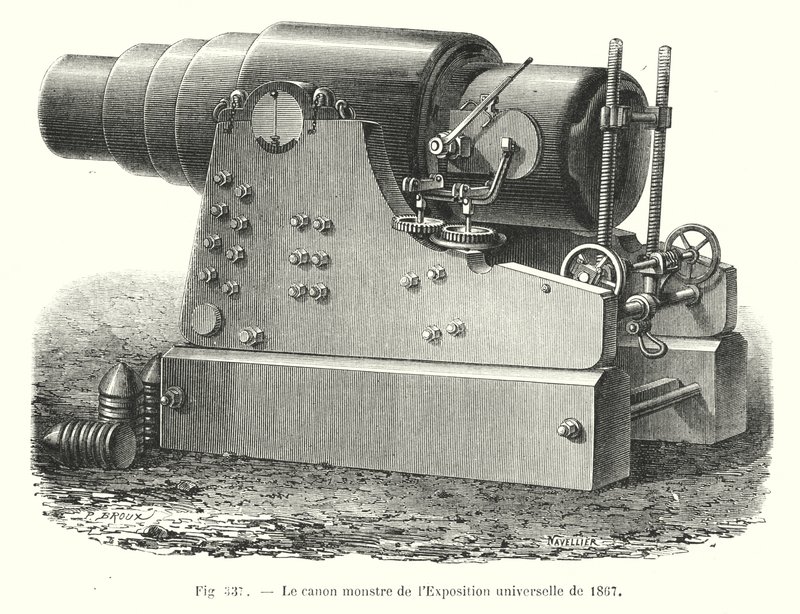 Das riesige Kanonenrohr der Weltausstellung von 1867 von European School