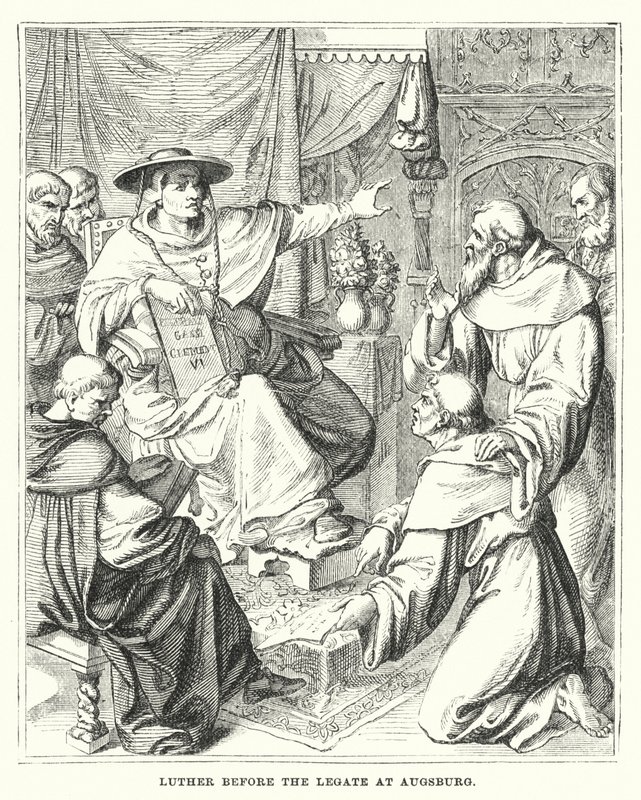 Luther vor dem Legaten in Augsburg (Gravur) von European School