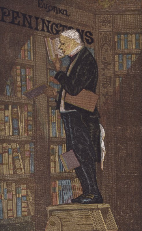 Mann auf einer Leiter in einer Buchhandlung von European School