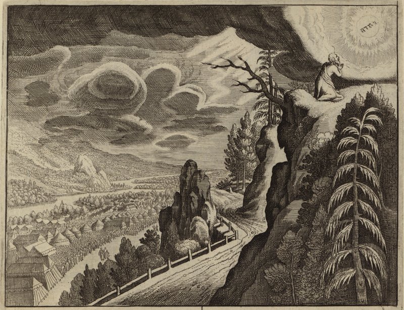 Moses spricht mit Gott auf dem Berg Sinai von European School