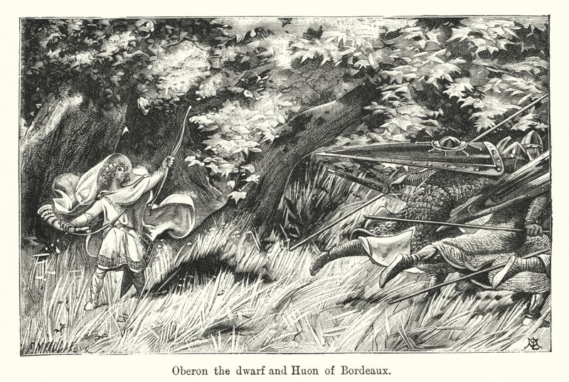 Oberon der Zwerg und Huon von Bordeaux (Gravur) von European School