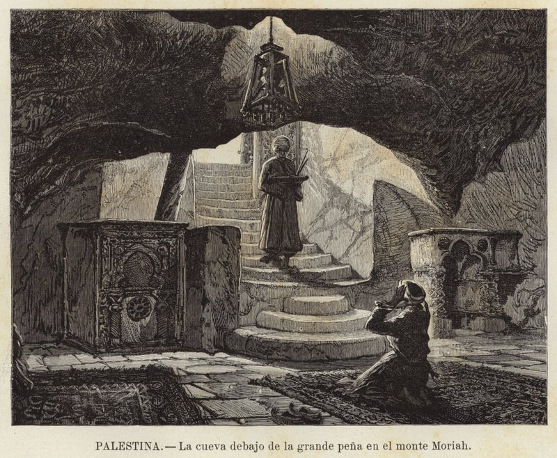 Palästina, Die Höhle unter dem großen Felsen auf dem Berg Moriah von European School