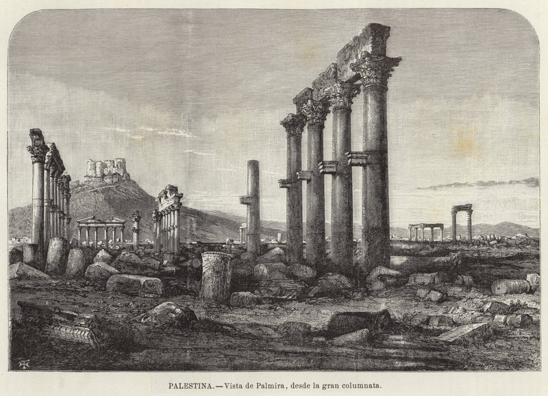 Palästina, Blick auf Palmyra von der großen Kolonnade aus von European School