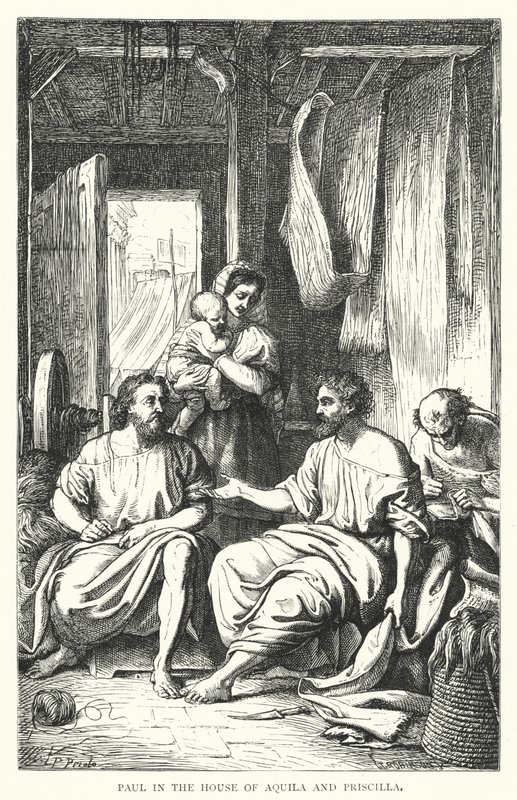 Paulus im Haus von Aquila und Priscilla (Gravur) von European School