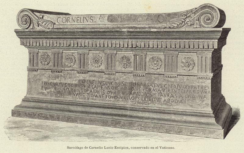 Sarkophag von Cornelius Lucius Scipio, im Vatikan aufbewahrt von European School