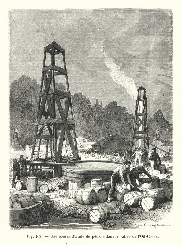 Eine Ölquelle im Oil-Creek-Tal (Stich) von European School