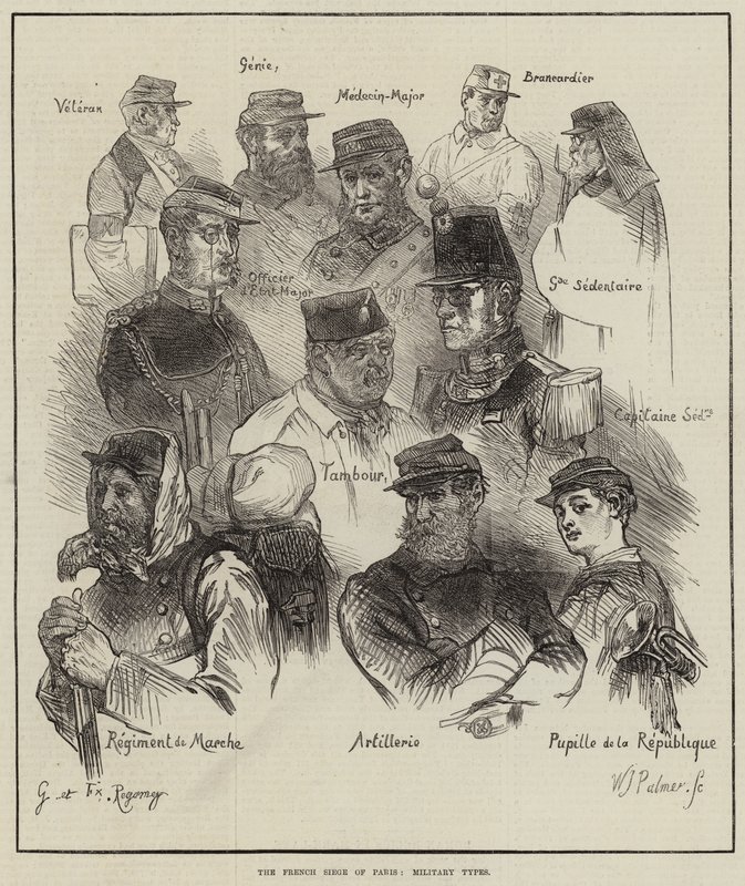 Die französische Belagerung von Paris, Militärtypen von Felix Regamey