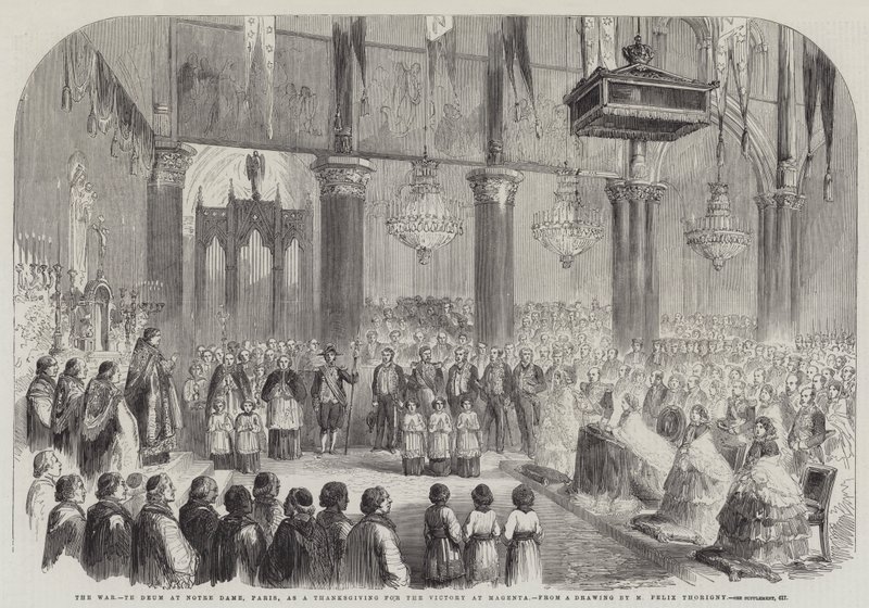 Der Krieg, Te Deum in Notre Dame, Paris, als Dank für den Sieg bei Magenta von Felix Thorigny