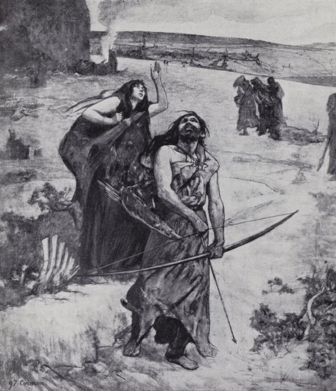 Eiszeitmensch lernt mit Bogen und Pfeil zu jagen von Fernand (after) Cormon