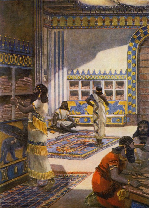 Die berühmte Bibliothek von König Ashur-bani-pal in Ninive von Fernand Le Quesne